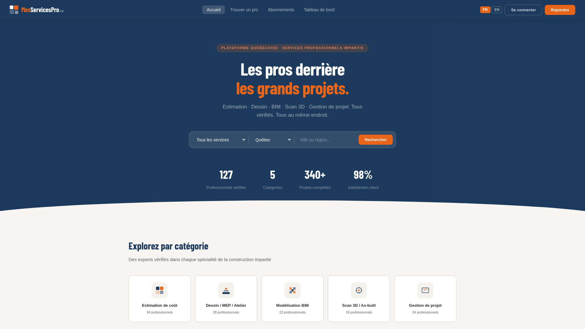 website screenshot of https://messervicespro.ca