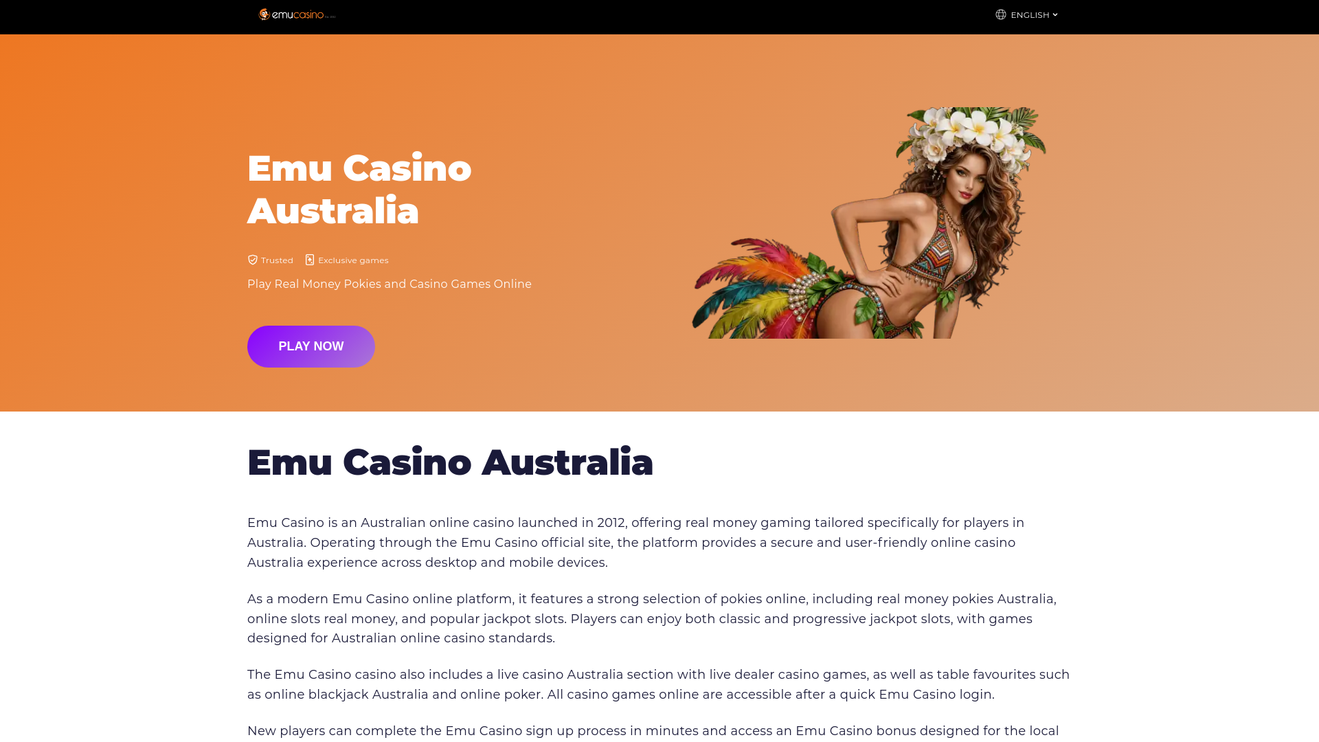 website screenshot of https://emucasino-login.com/