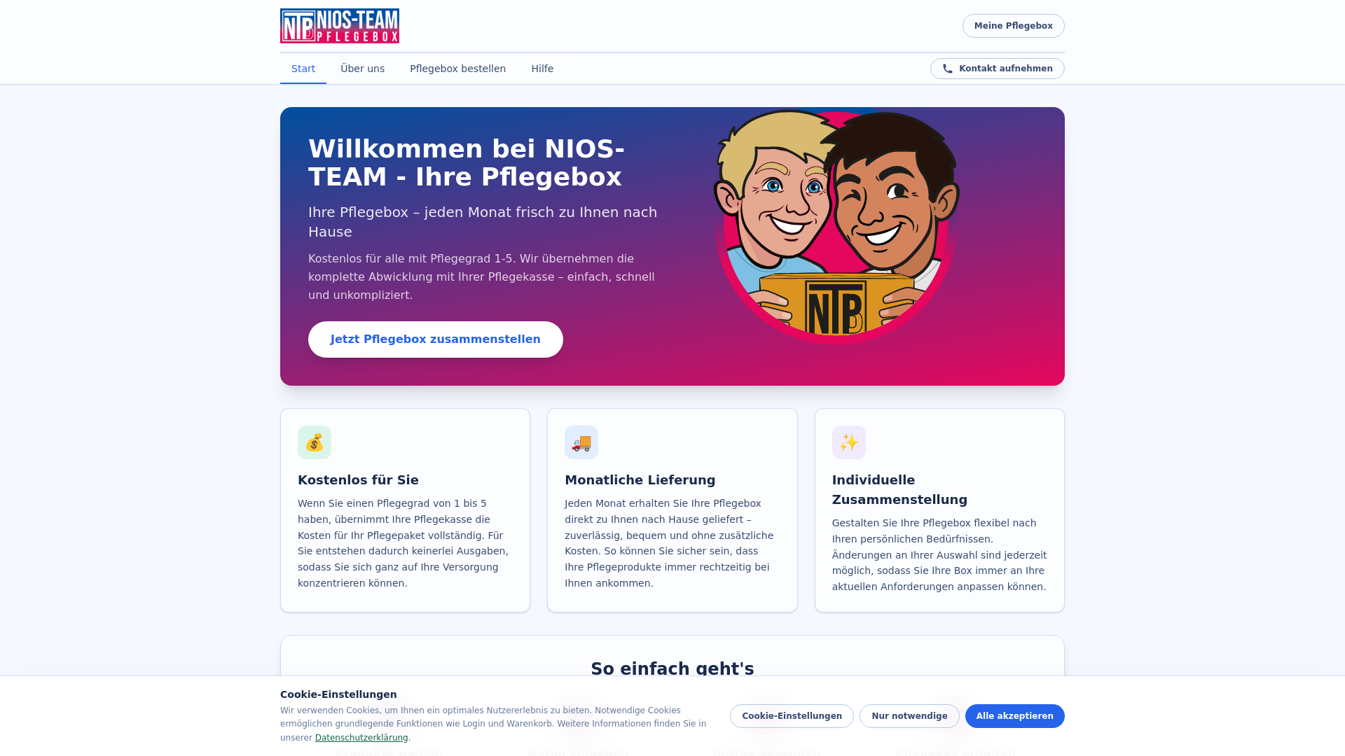 website screenshot of https://nios-team.de
