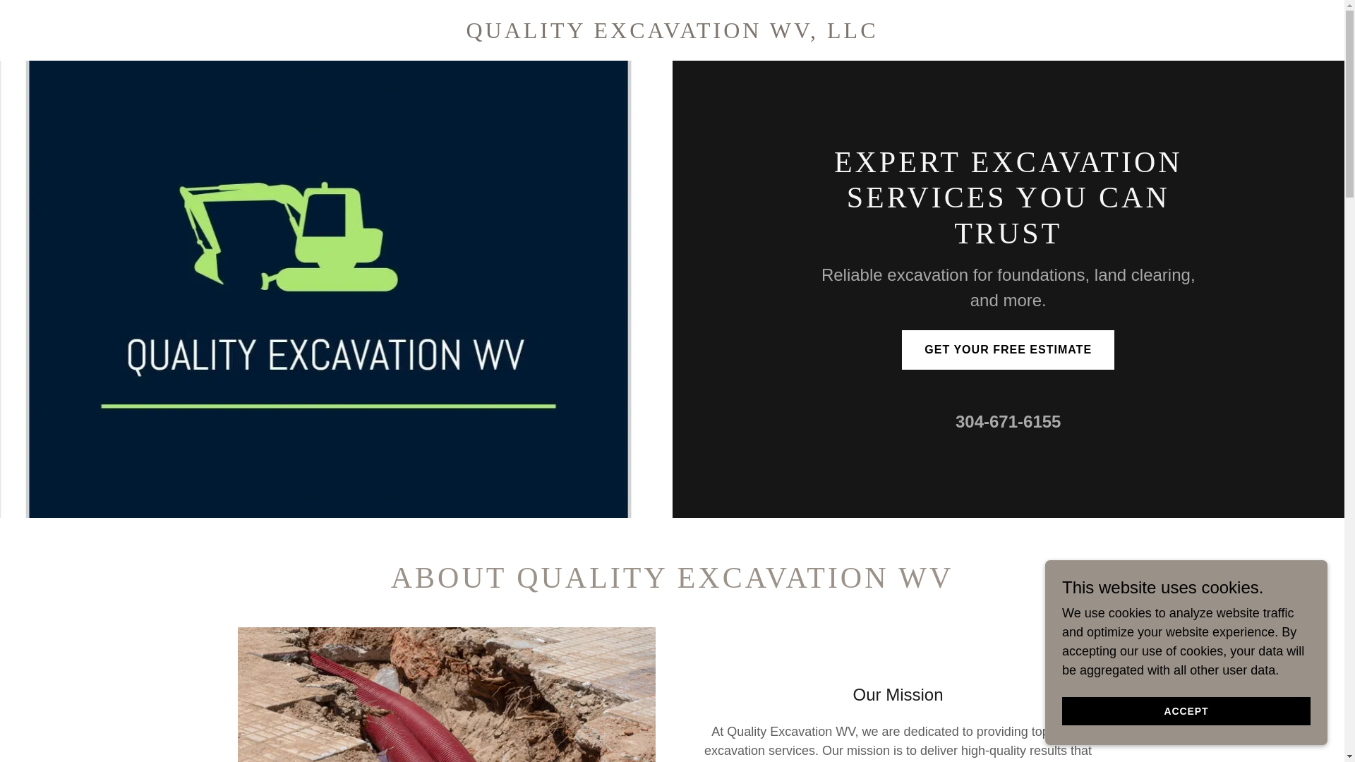 website screenshot of https://qualityexcavationwv.com/