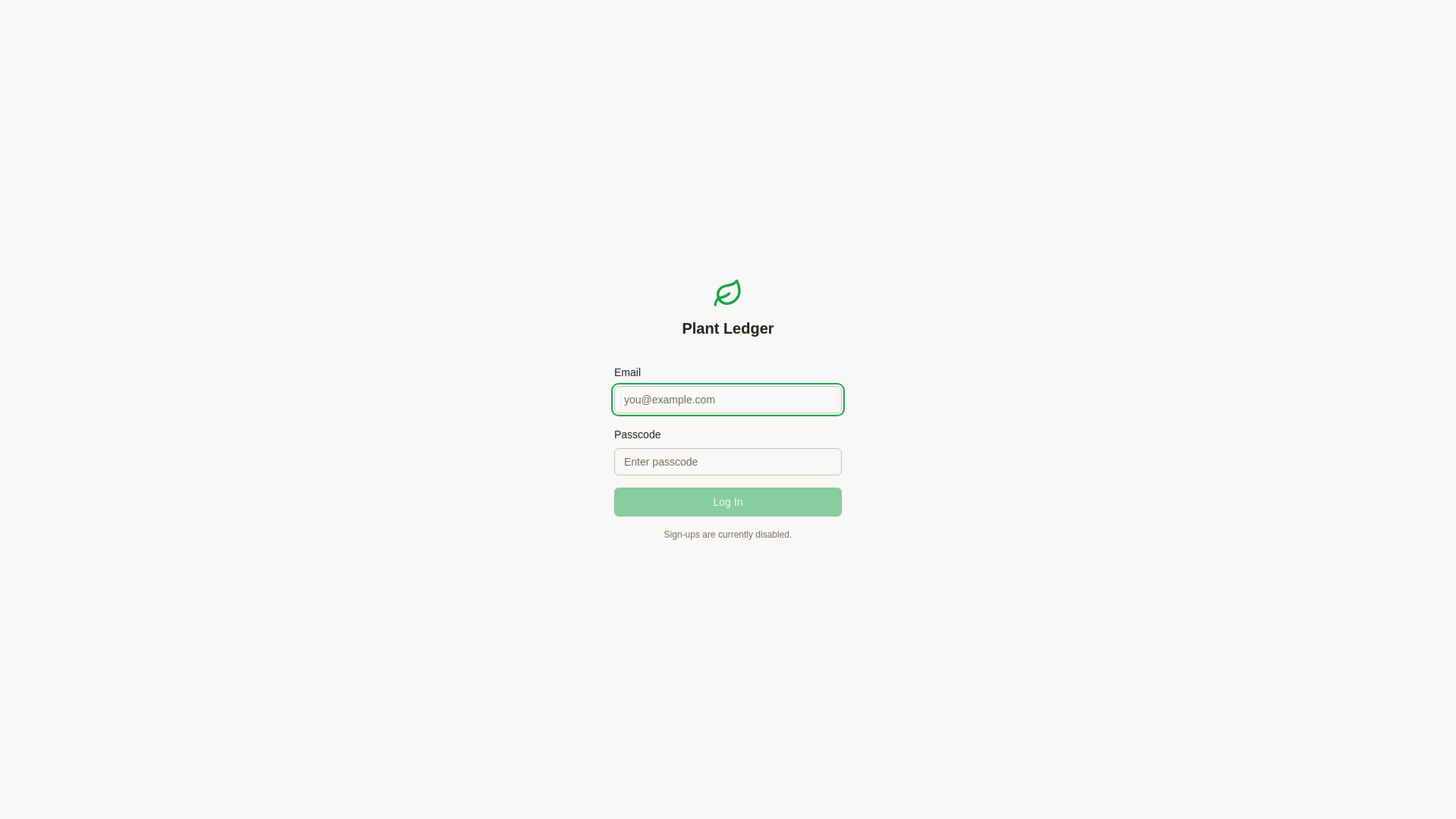 website screenshot of https://plantledger.app/