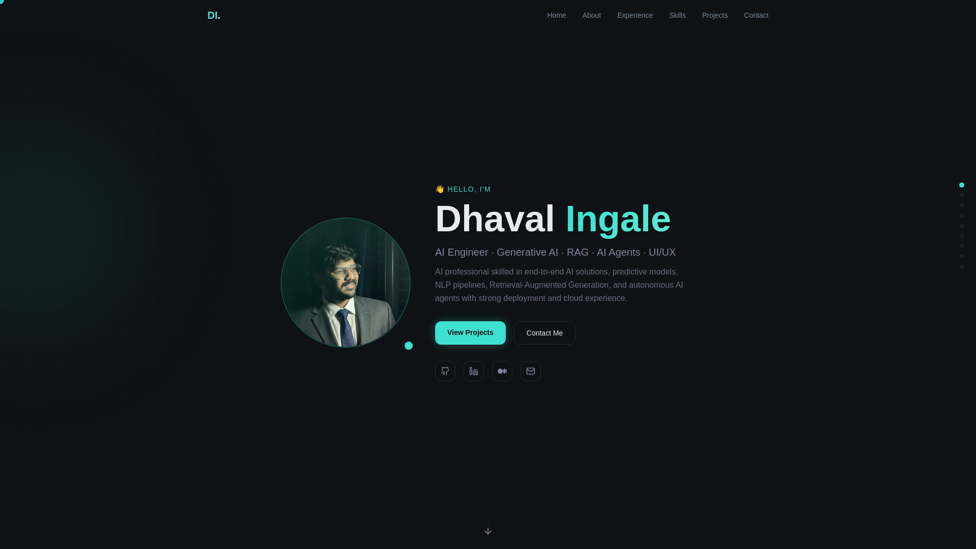 website screenshot of https://dhaval-ingale.tech/