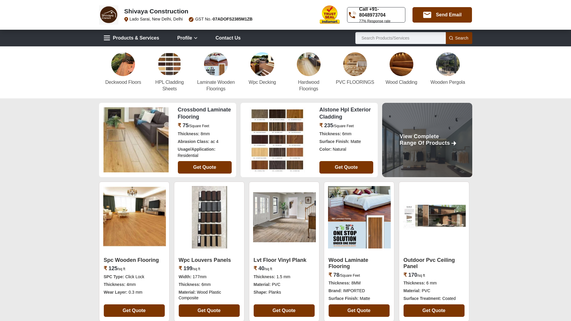 website screenshot of https://shivayainteriors.co.in/