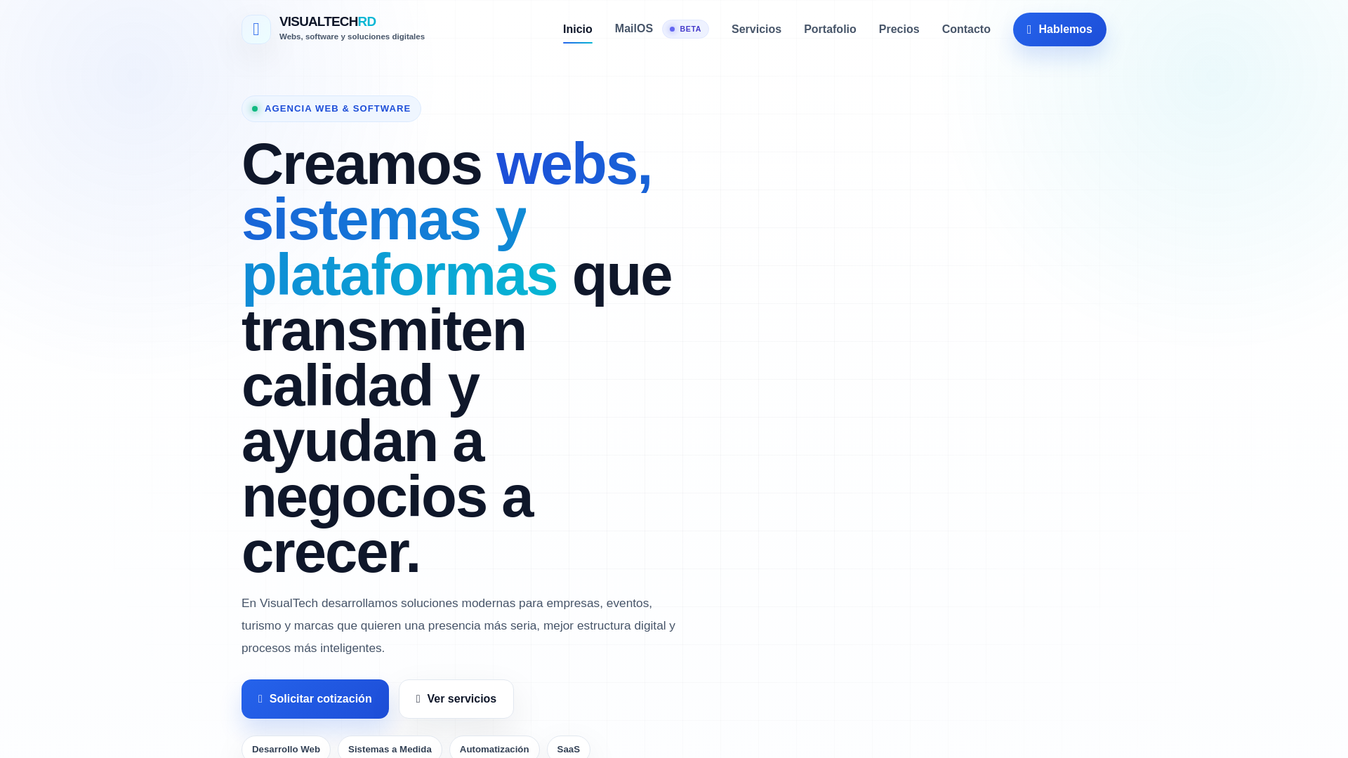 website screenshot of https://visualtechrd.com