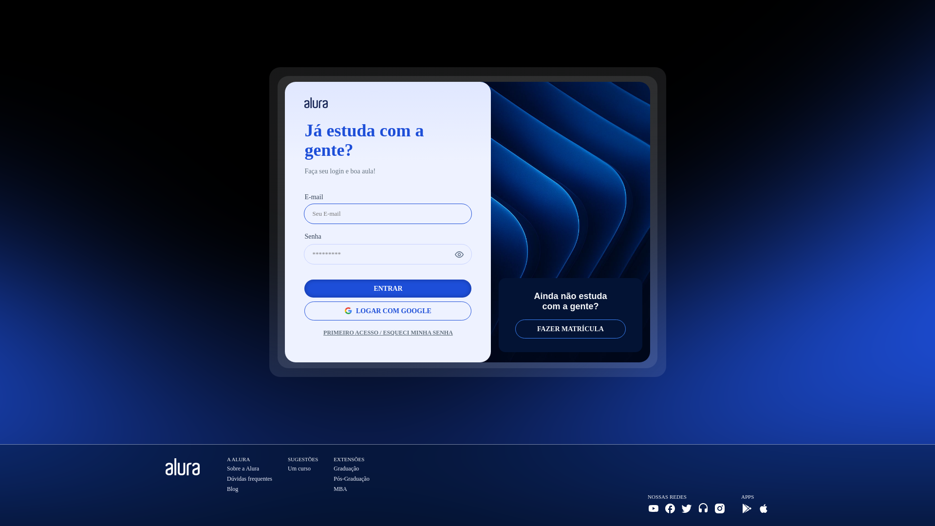 website screenshot of https://cursos.alura.com.br