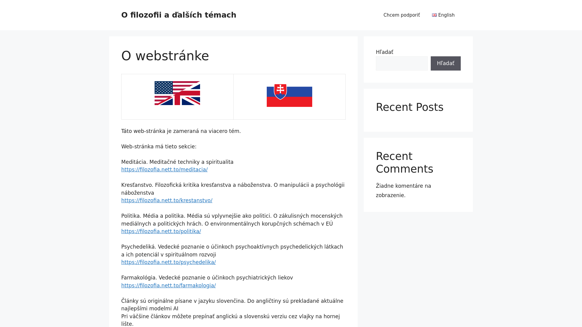 website screenshot of https://filozofia.nett.to/
