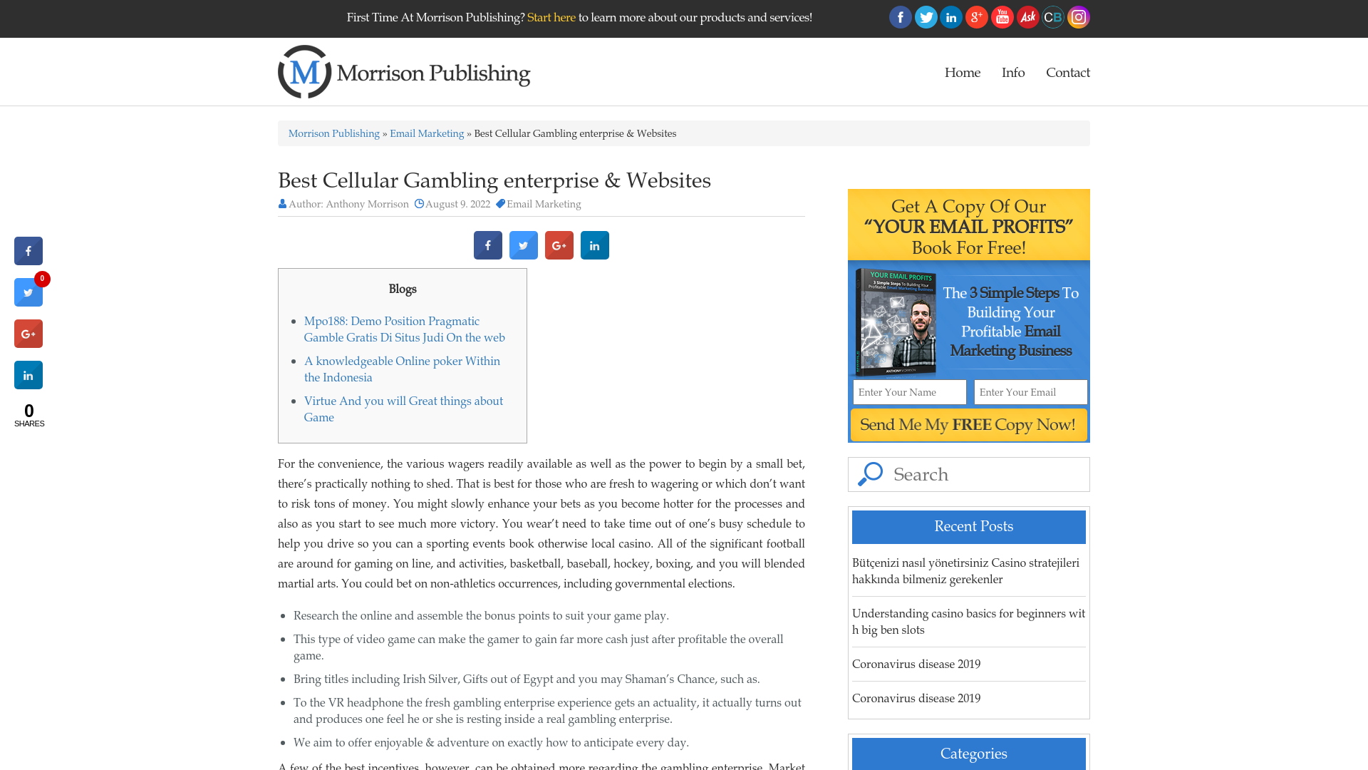 website screenshot of https://www.morrisonpublishing.com/best-cellular-gambling-enterprise-websites/