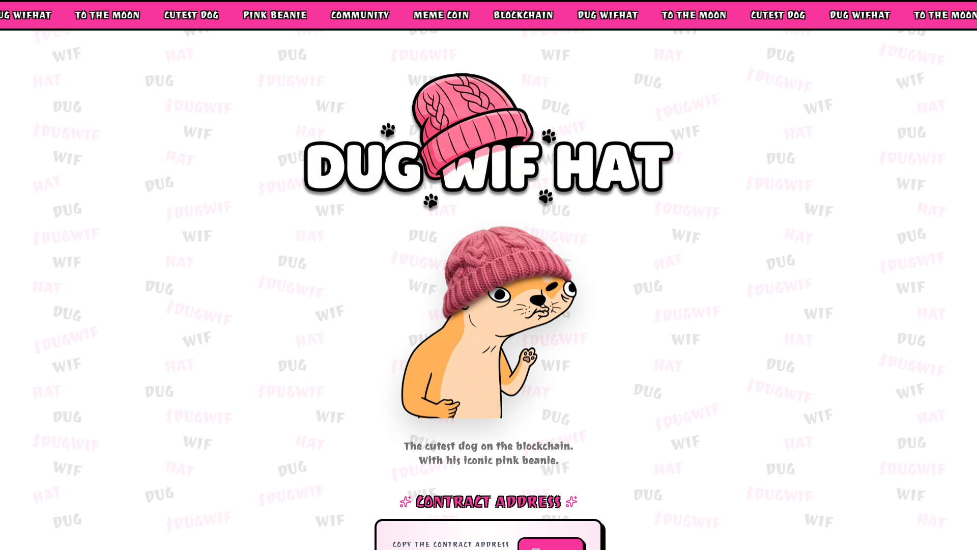 website screenshot of https://dugwifhat.meme/