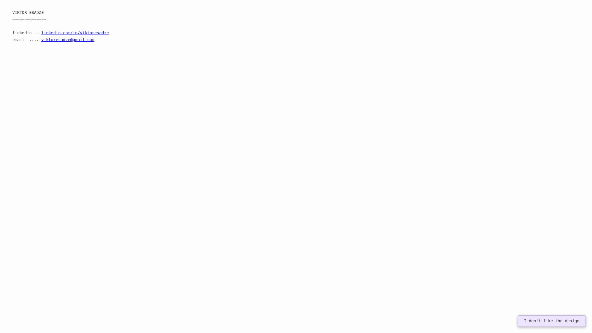 website screenshot of https://esadze.me