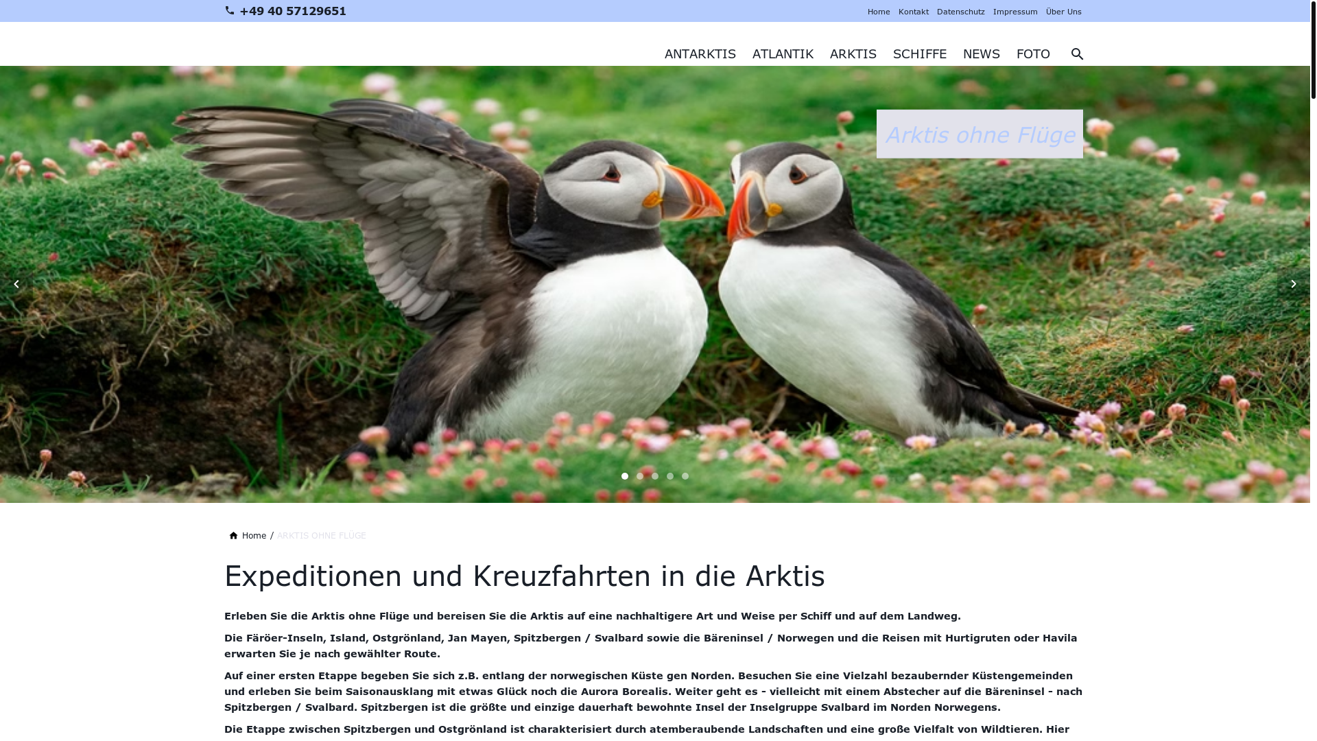 website screenshot of https://arktis-ohne-fluege.de/