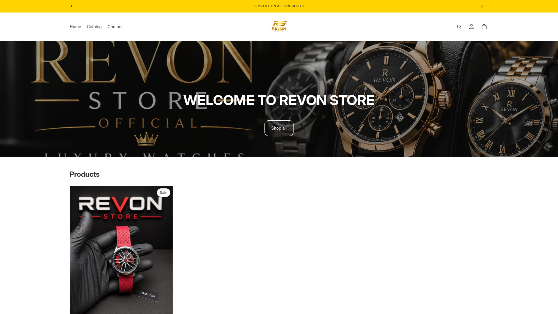website screenshot of https://revonwatches.store/