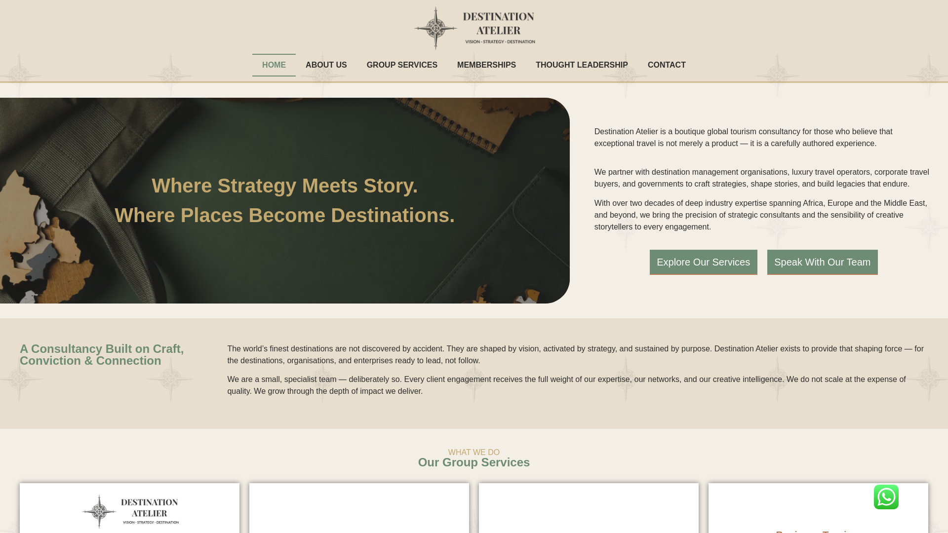 website screenshot of https://destinationatelier.com