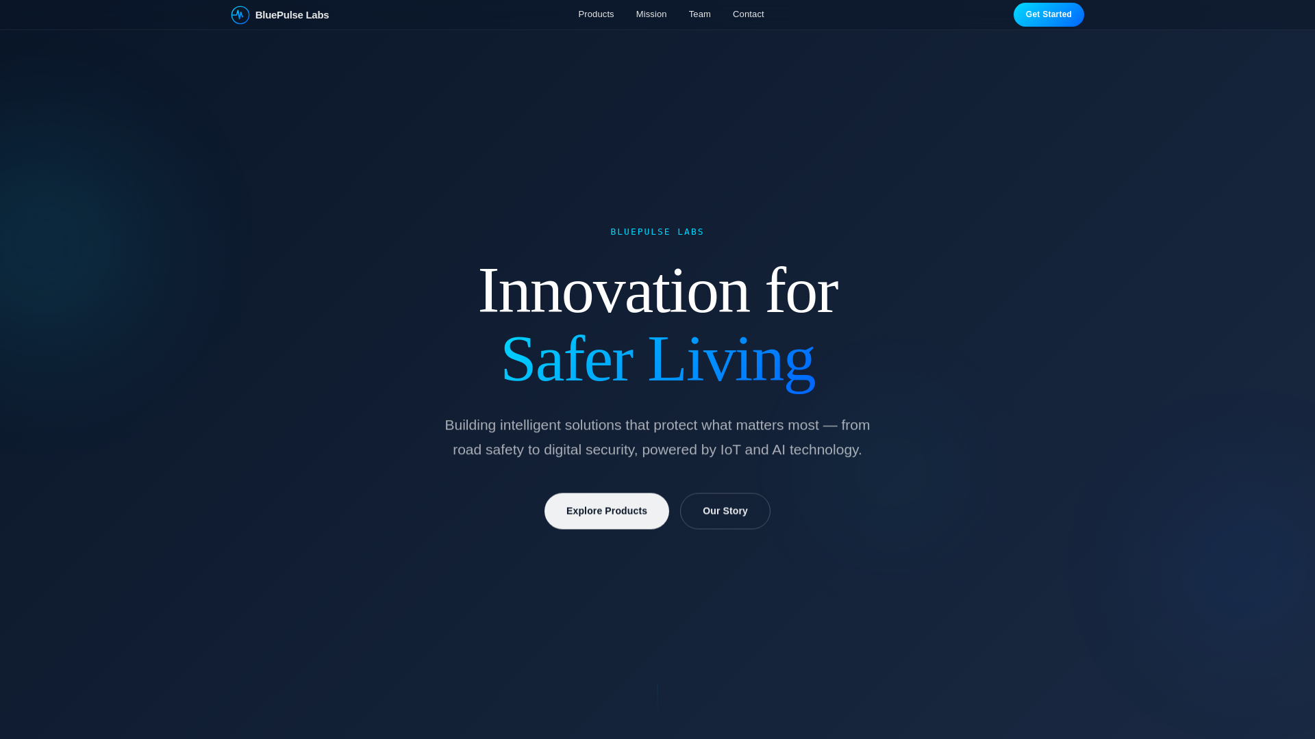 website screenshot of https://bluepulselabs.com/