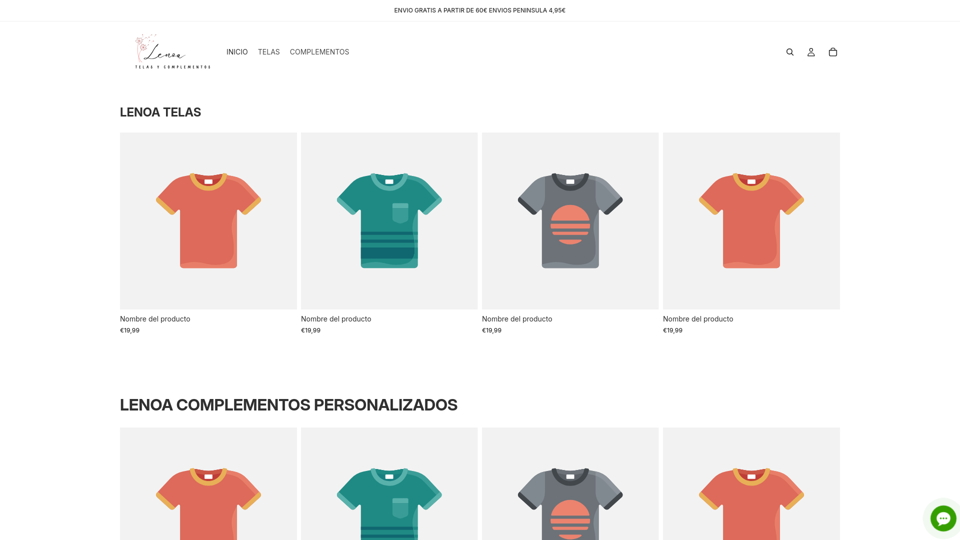 website screenshot of https://lenoatelasycomplementos.com