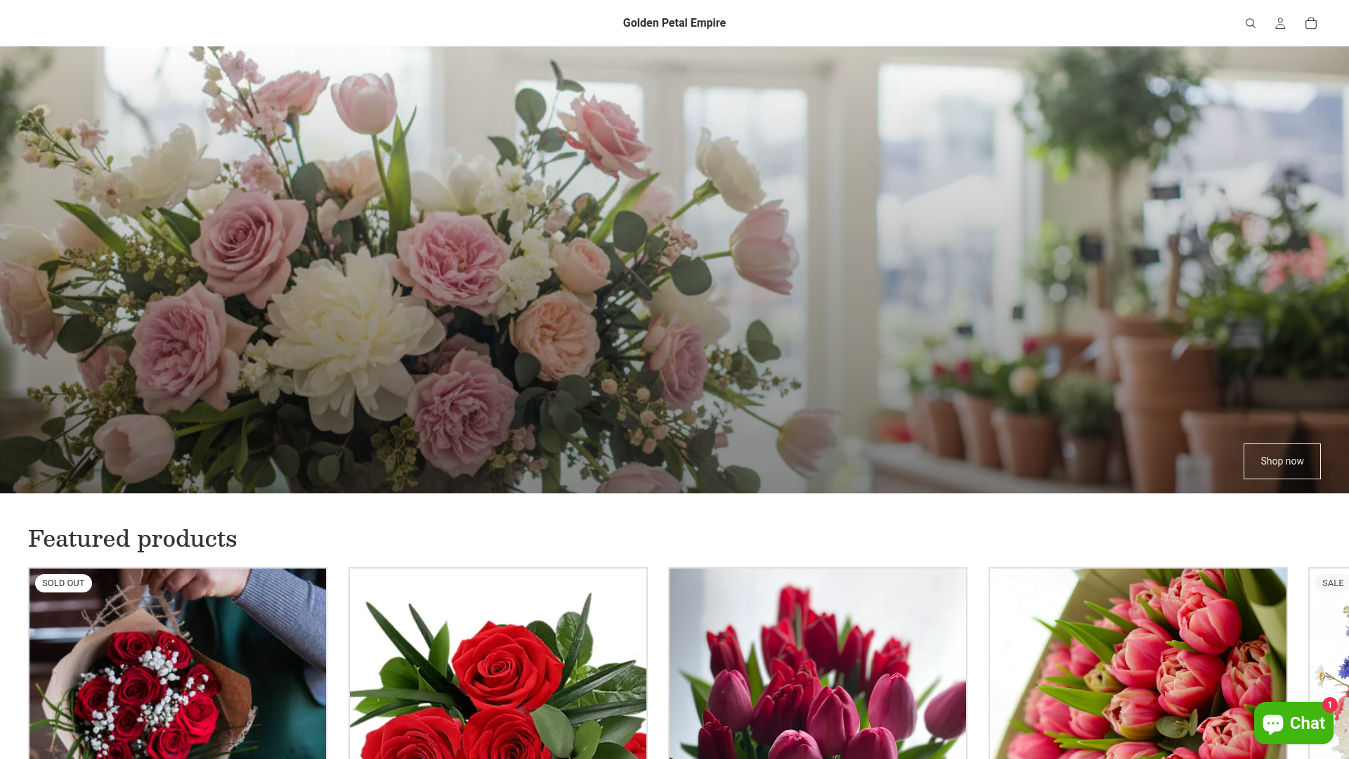 website screenshot of https://goldenpetalempire.com