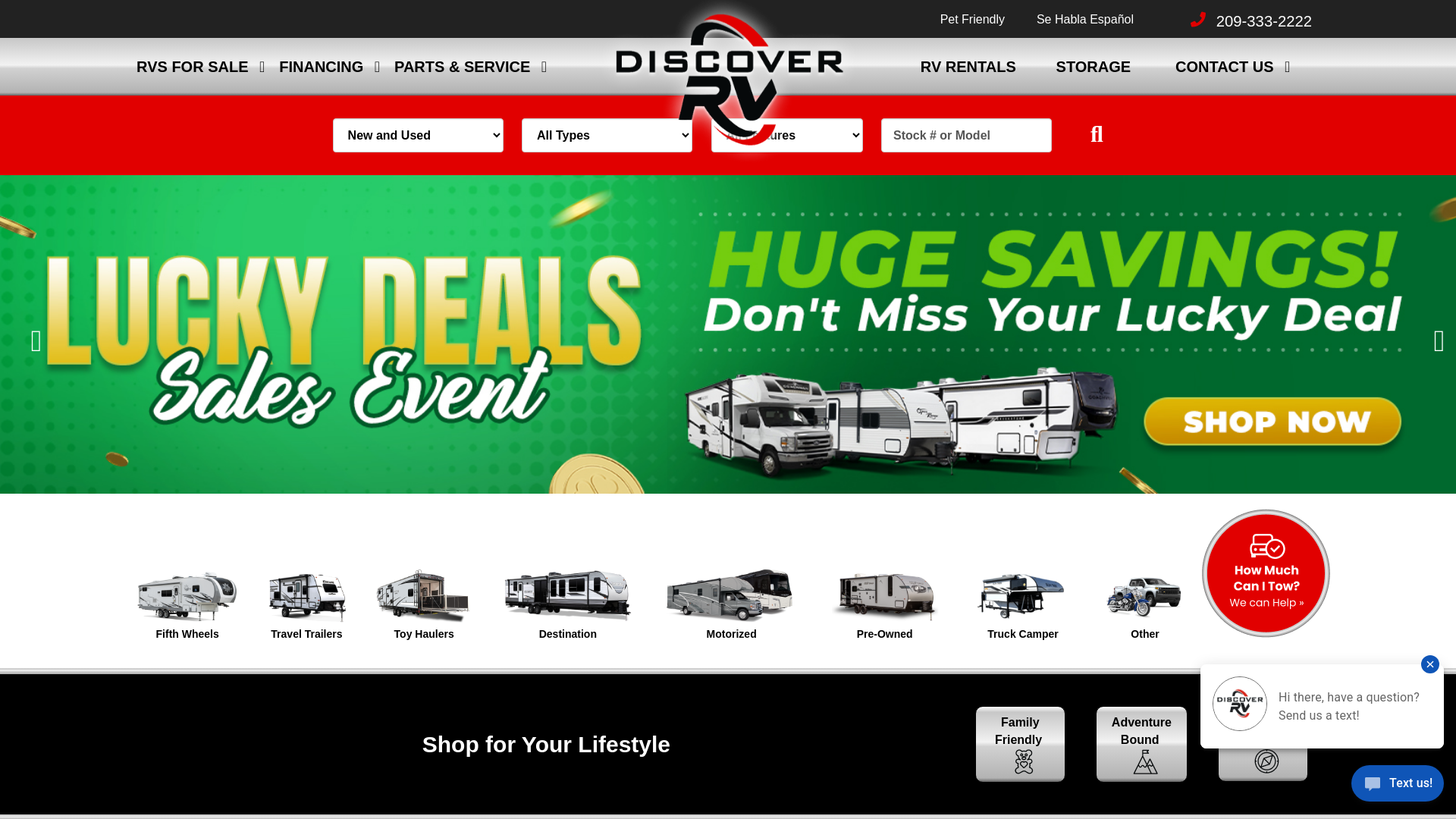 website screenshot of https://www.discoverrv.net/