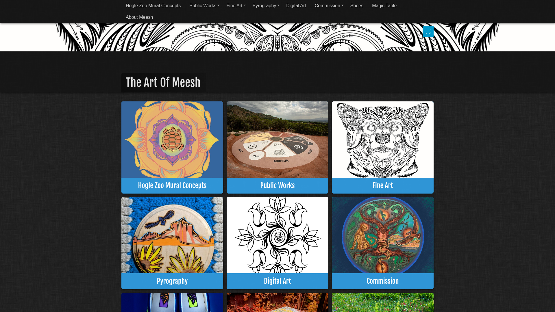 website screenshot of https://theartofmeesh.com