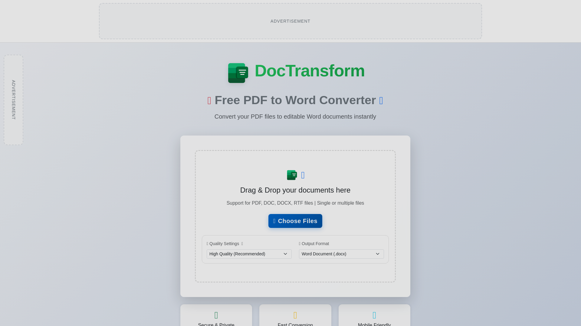 website screenshot of https://doctransform.net/