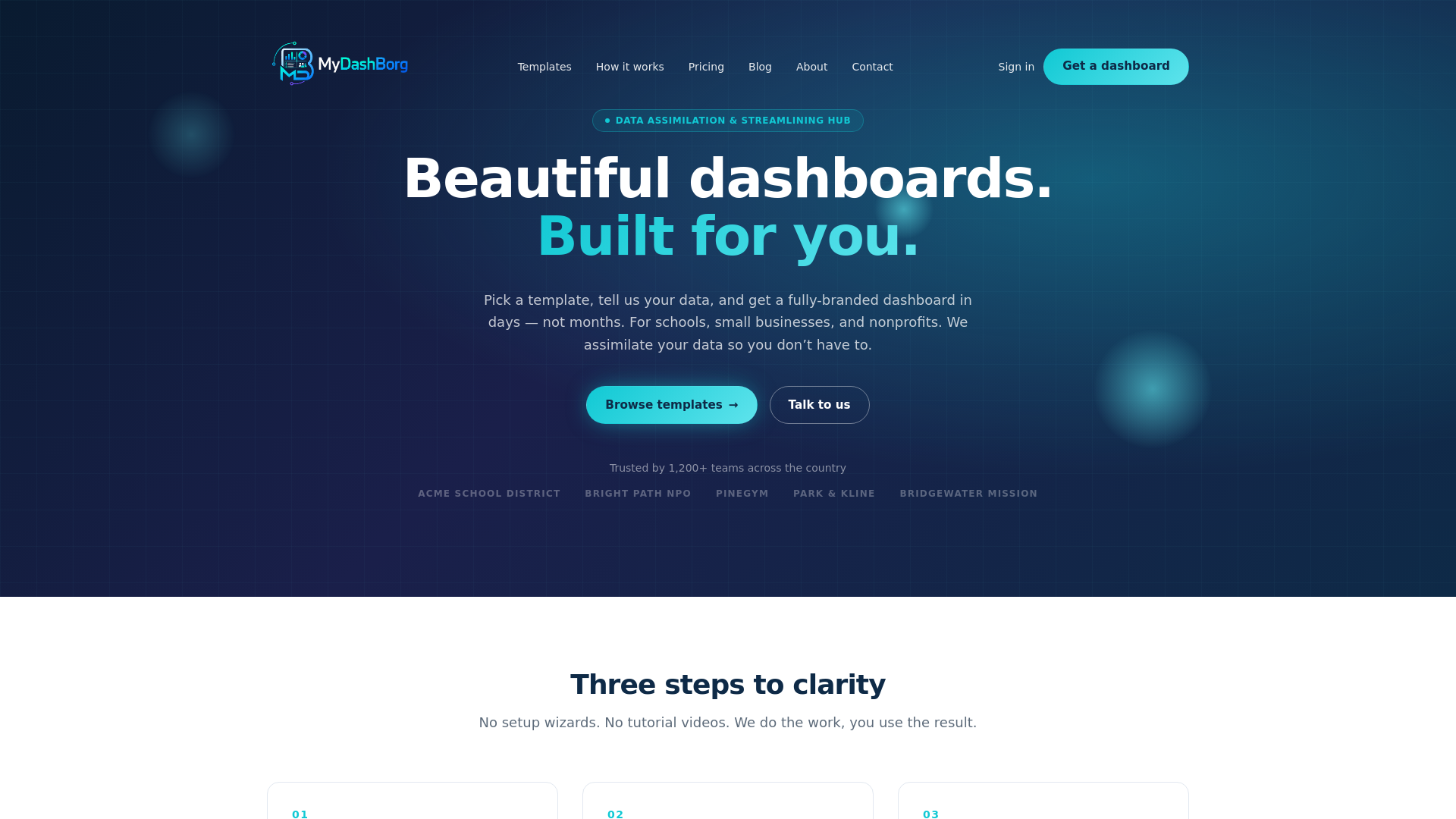 website screenshot of https://mydashborg.pages.dev/