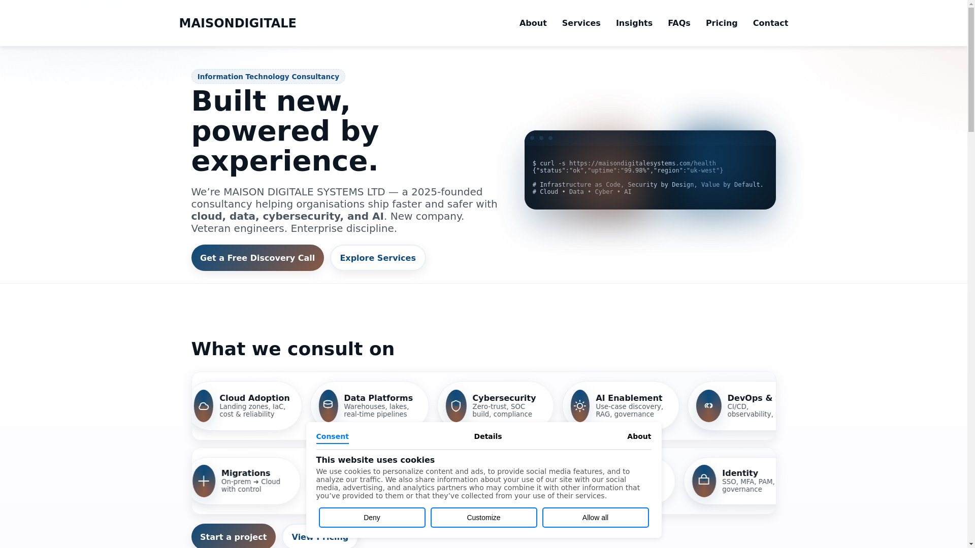website screenshot of https://maisondigitalesystems.pages.dev/
