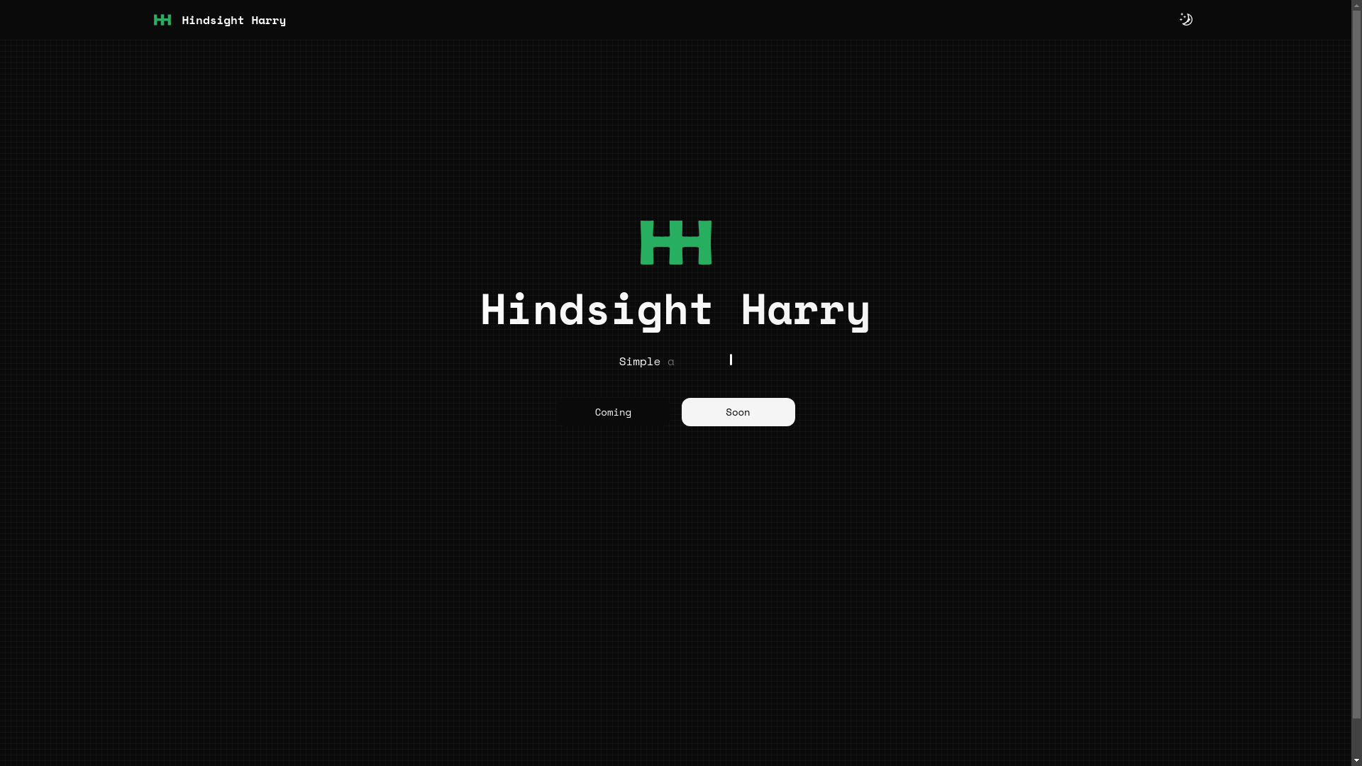 website screenshot of https://hindsightharry.com/
