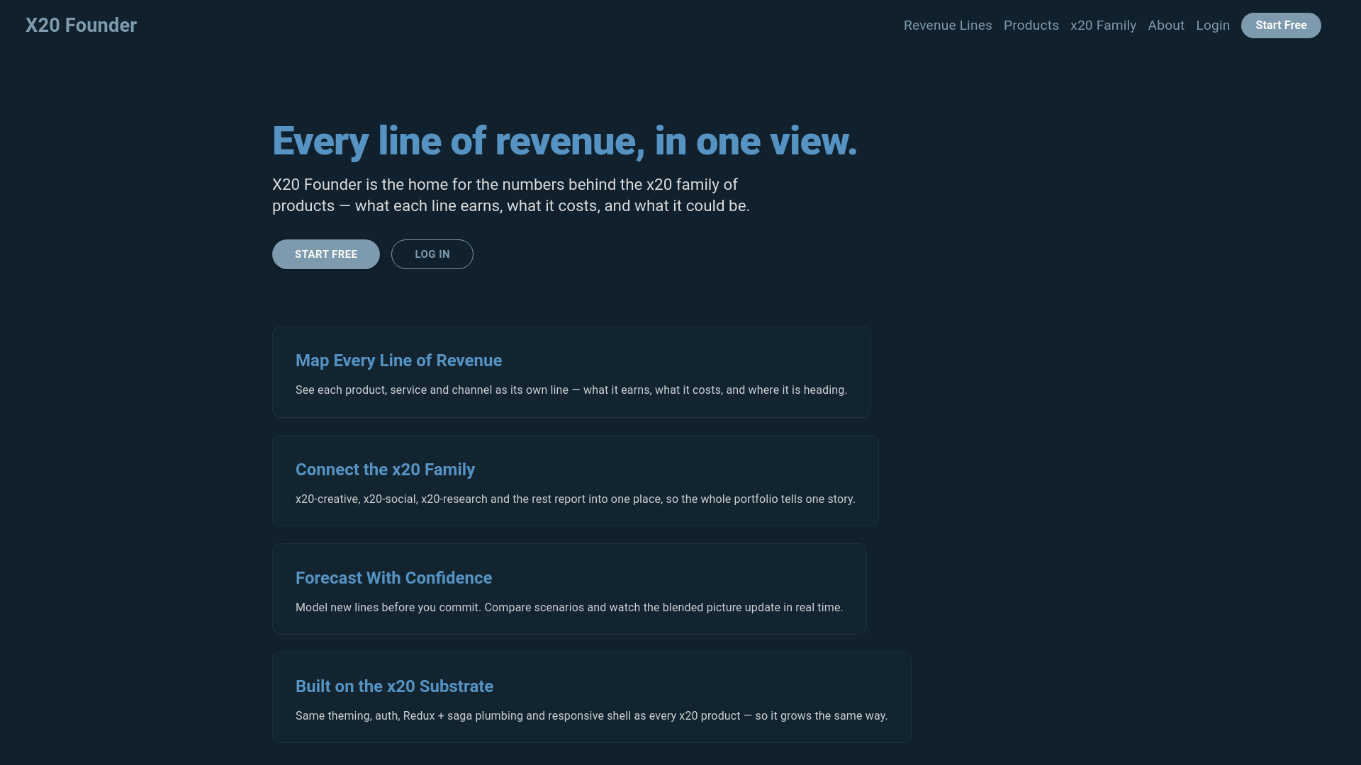website screenshot of https://x20-founder.com/