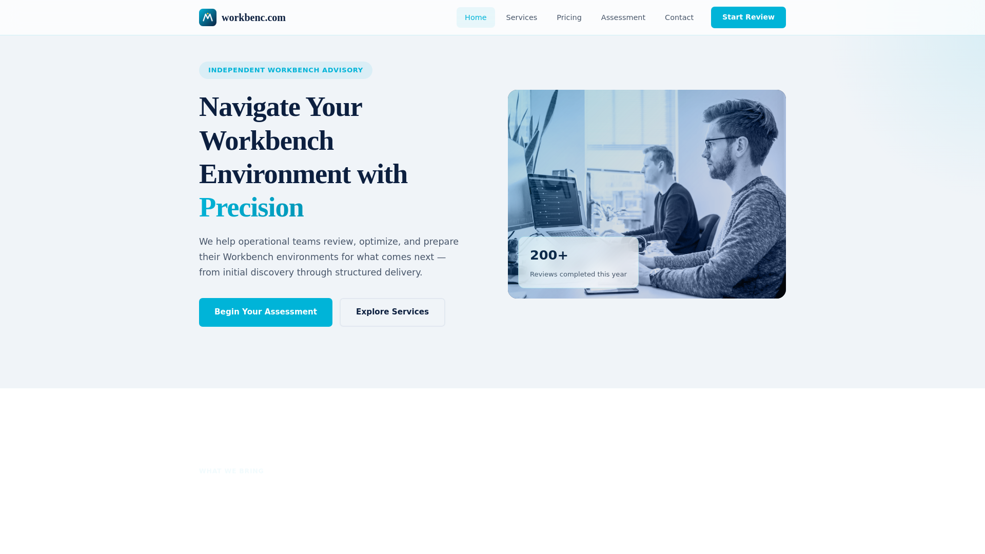 website screenshot of https://workbenche.com
