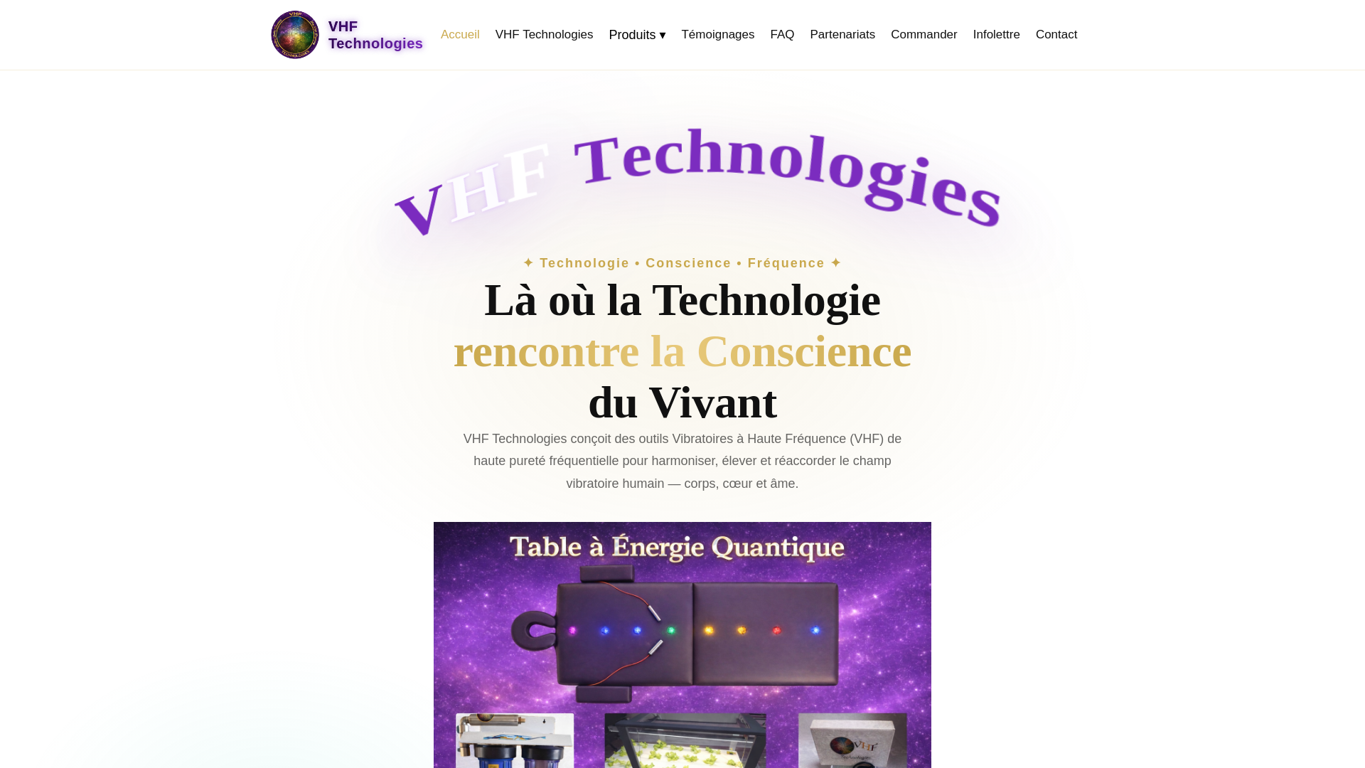 website screenshot of https://vhftechnologies.com