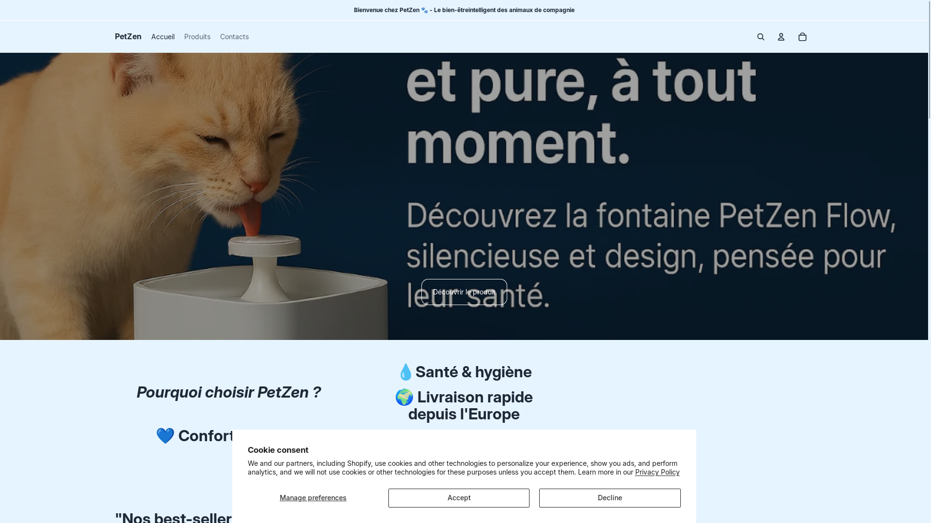 website screenshot of https://petzenchien.store/