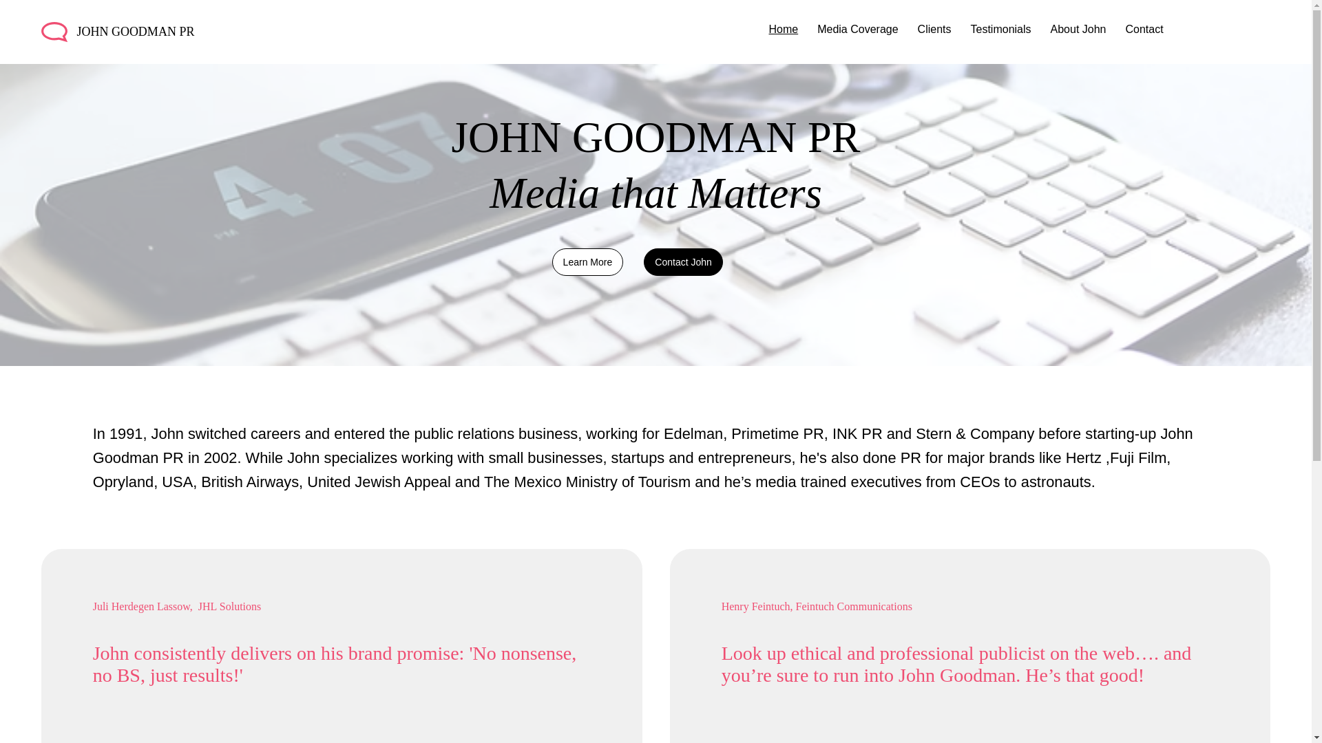 website screenshot of https://johngoodmanpr.net/