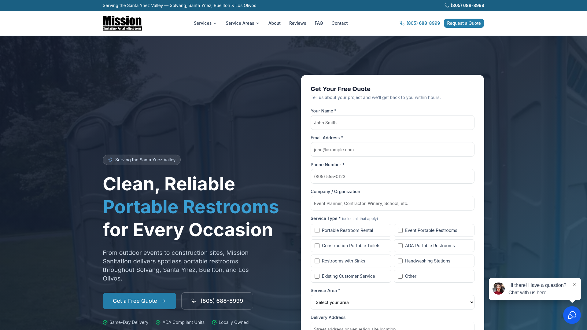 website screenshot of https://missionsanitation.net/
