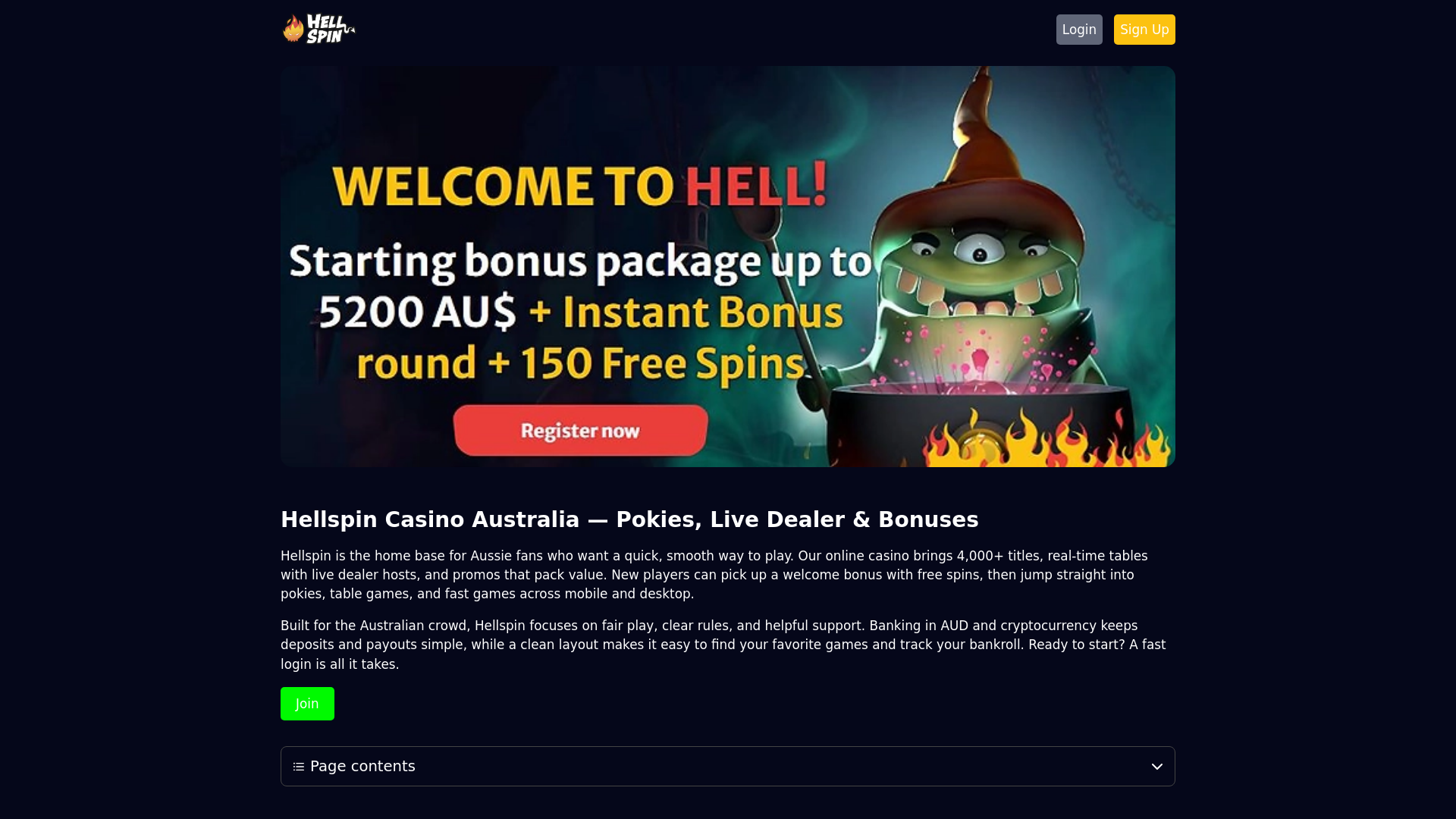 website screenshot of https://hellspin-casino.vip/