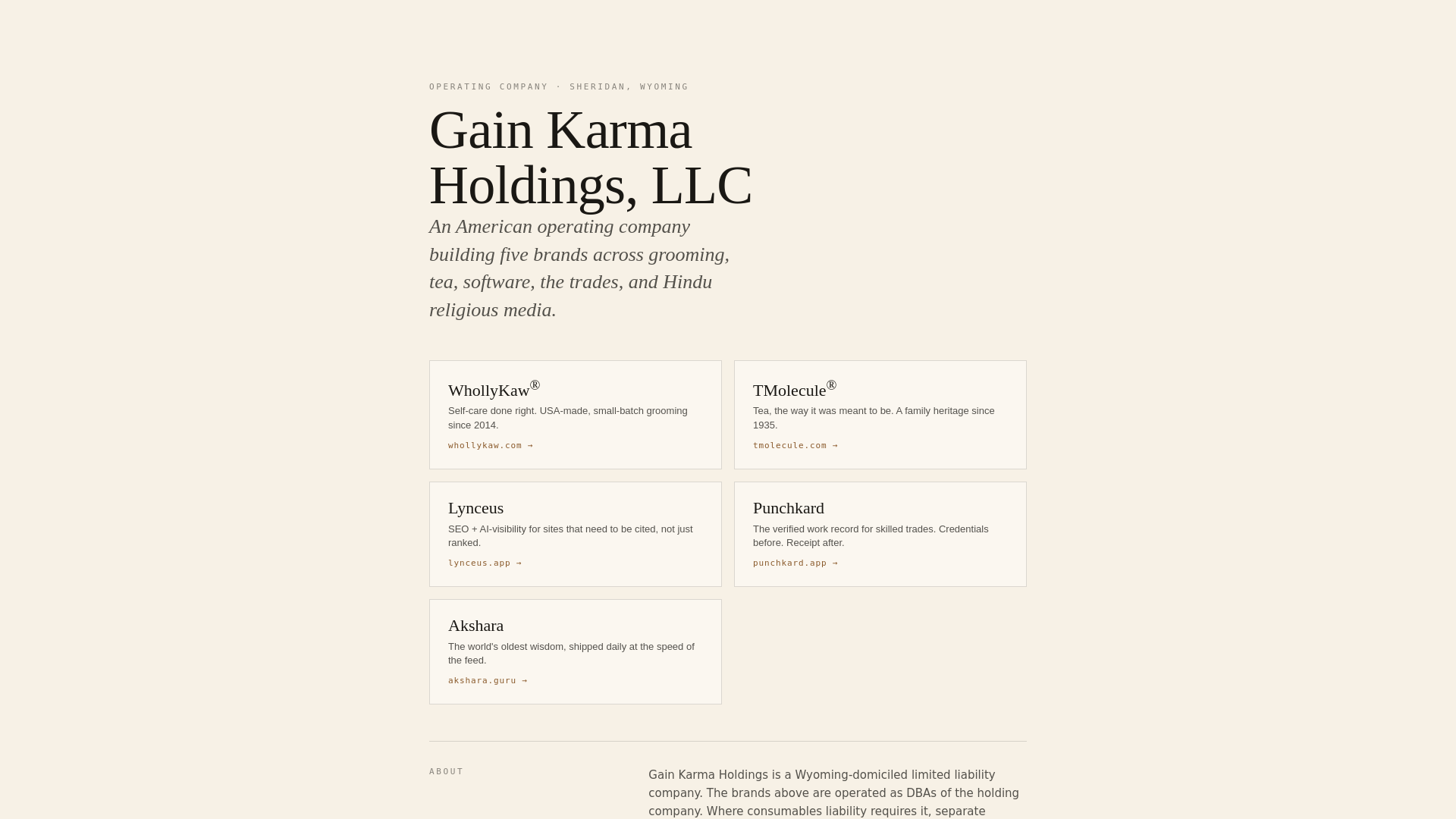 website screenshot of https://gain-karma-home.pages.dev/
