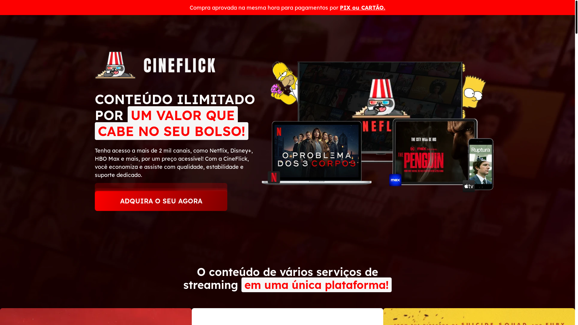 website screenshot of https://cinemaflick.shop/