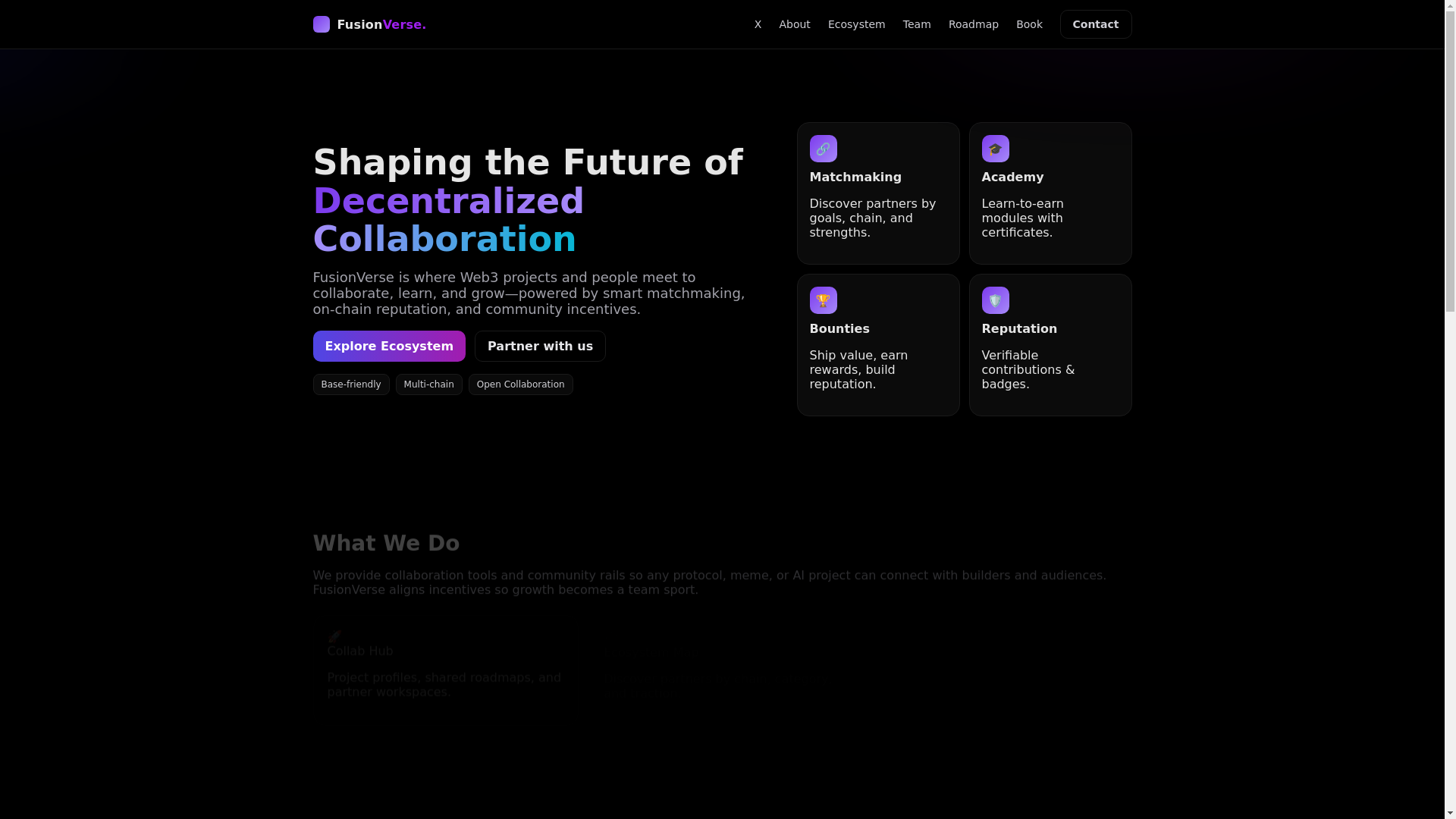 website screenshot of https://fusionverse.cc/