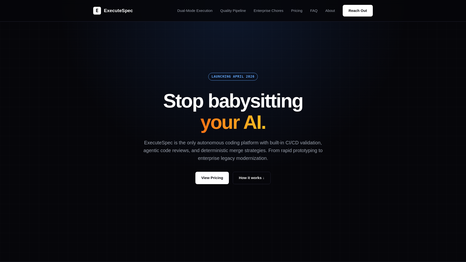 website screenshot of https://executespec.com