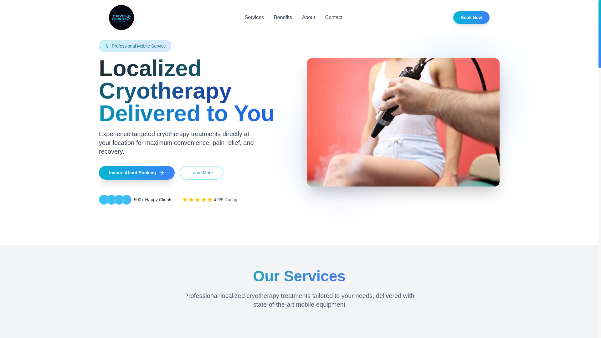 website screenshot of https://cryoquickmobile.com/