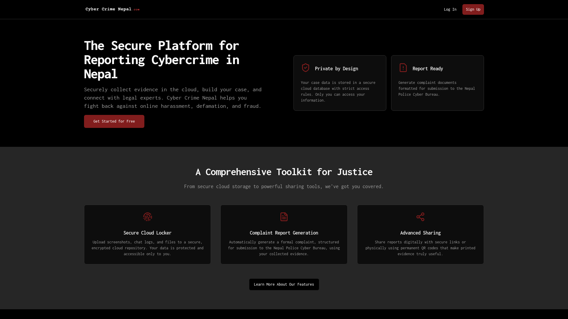 website screenshot of https://cybercrimenepal.com/