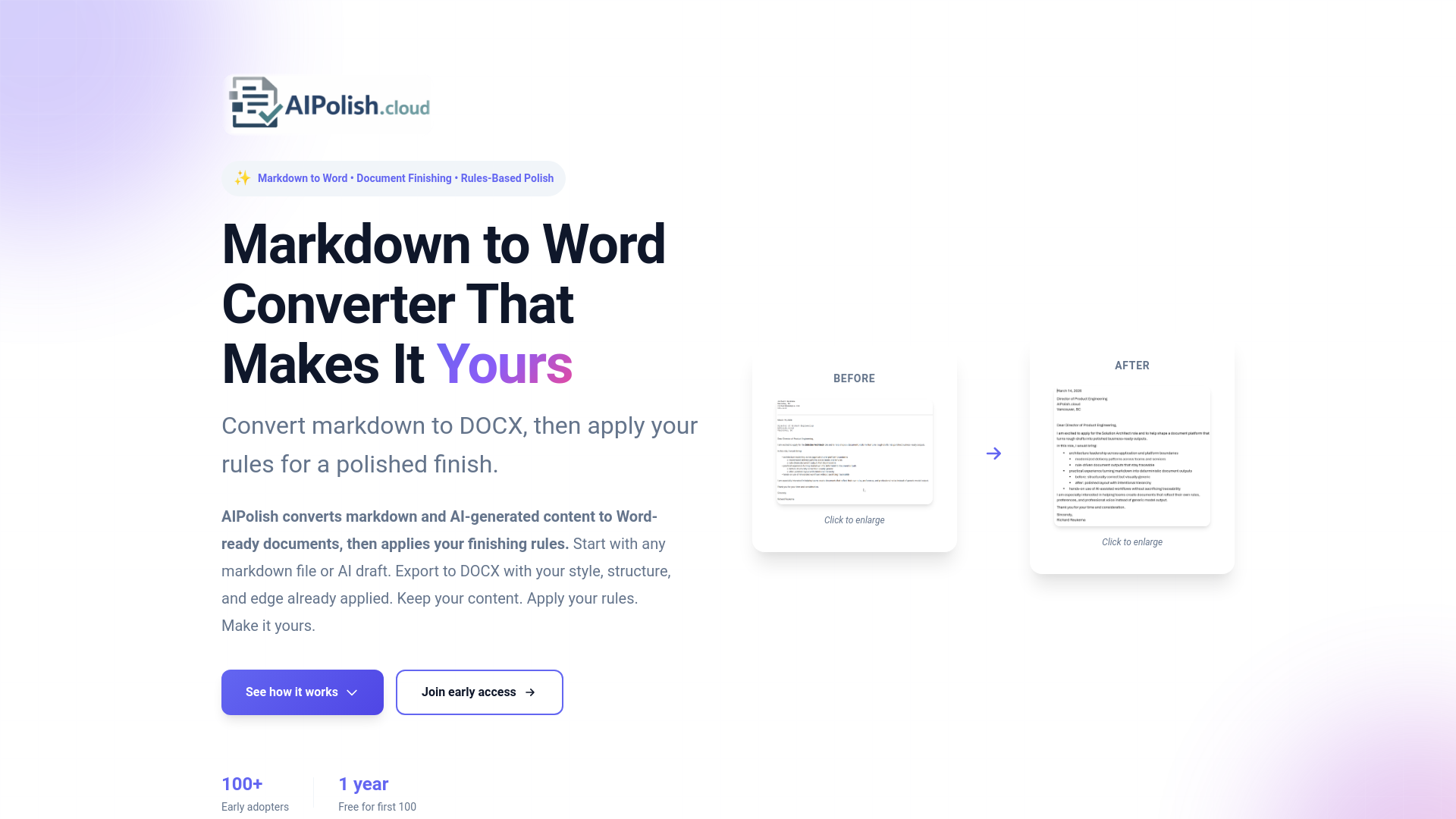 website screenshot of https://aipolish.cloud/