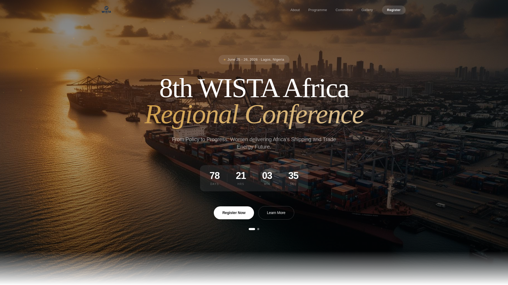 website screenshot of https://8thwistaafricaregionalconference.com
