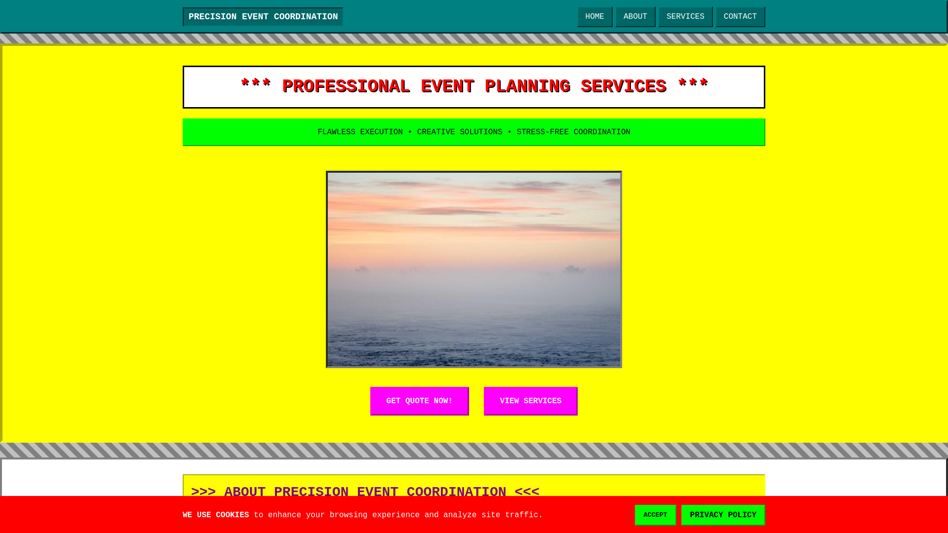 website screenshot of https://precisioneventcoordination.digital