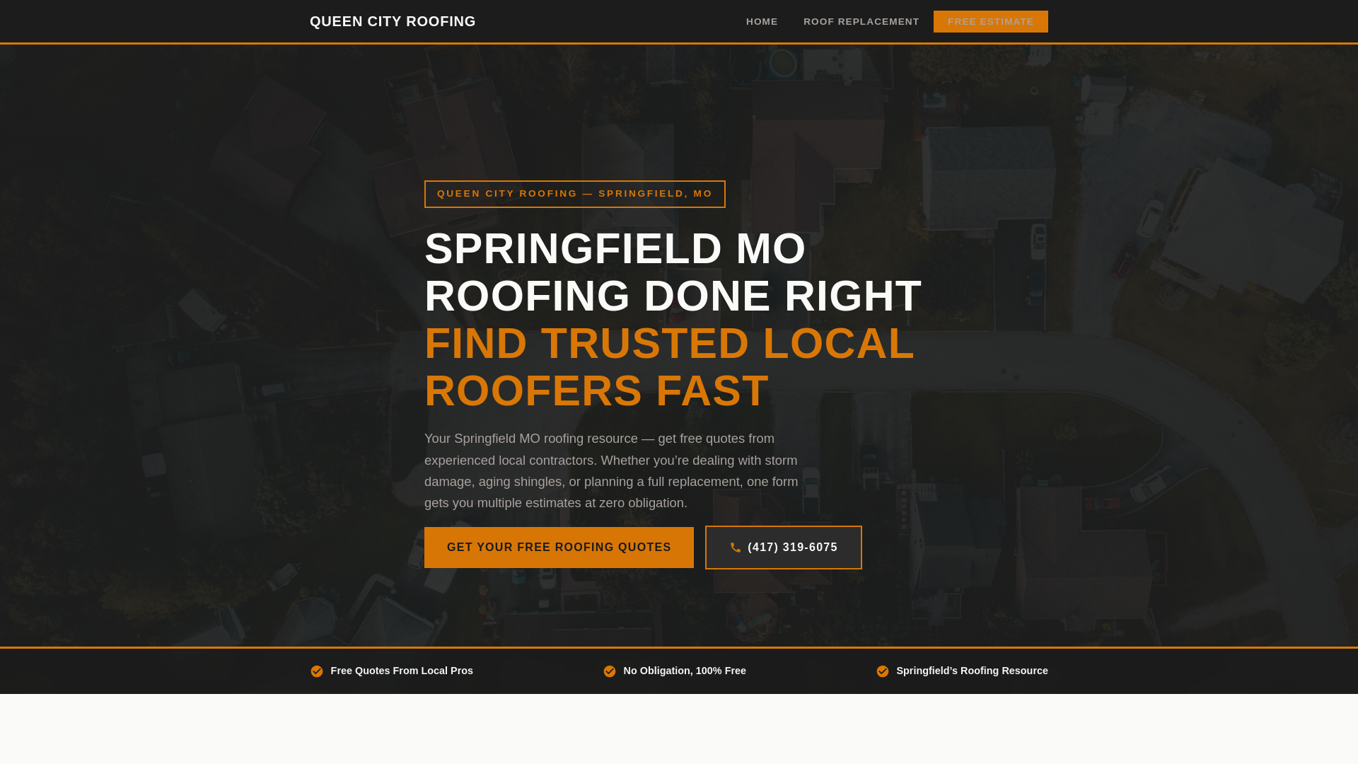 website screenshot of https://roofingqueencity.com/