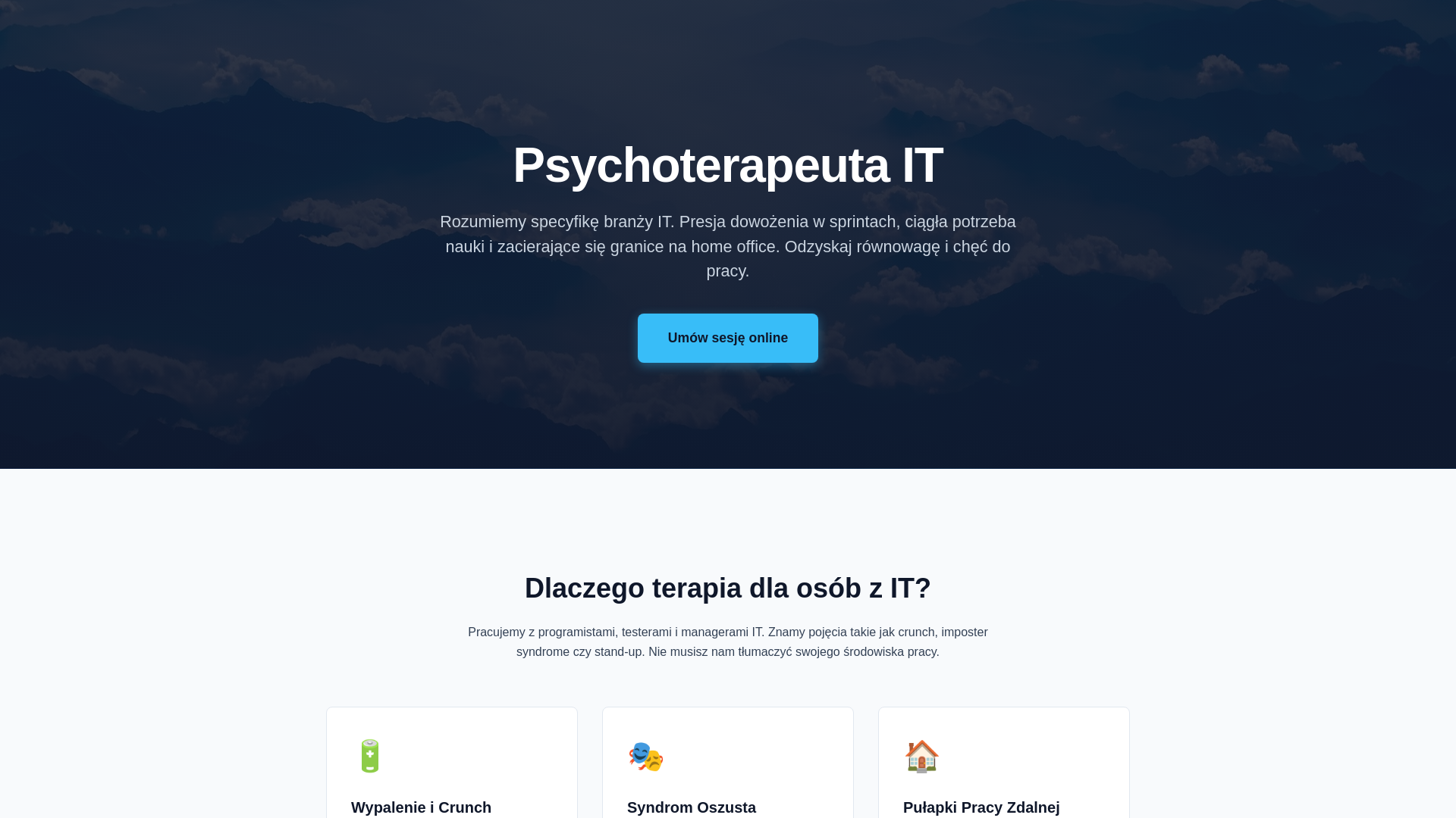 website screenshot of https://psychoterapeuta-it.pl/