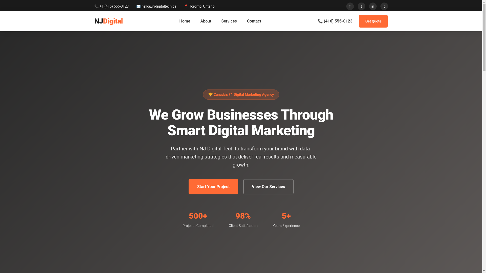 website screenshot of https://njdigitaltech.ca/