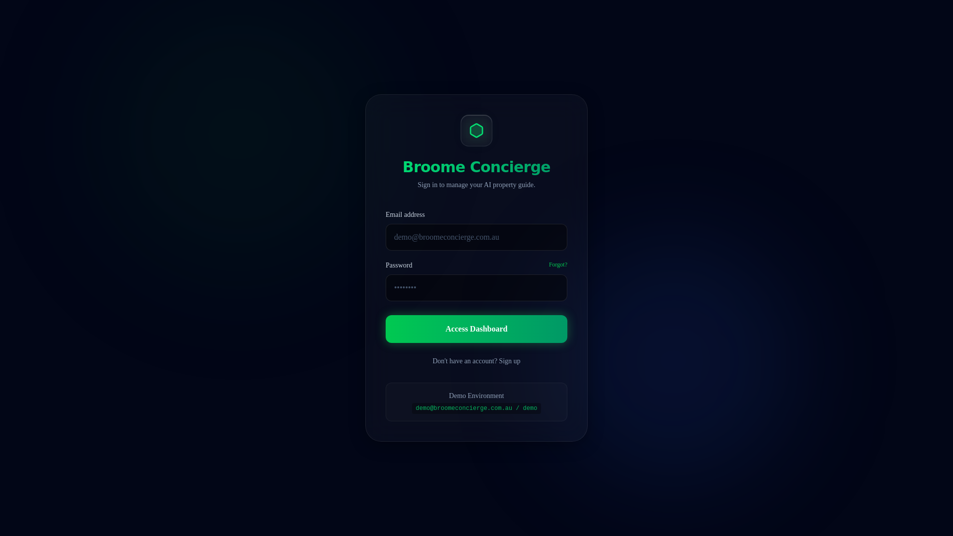 website screenshot of https://broome-concierge-dashboard.pages.dev/