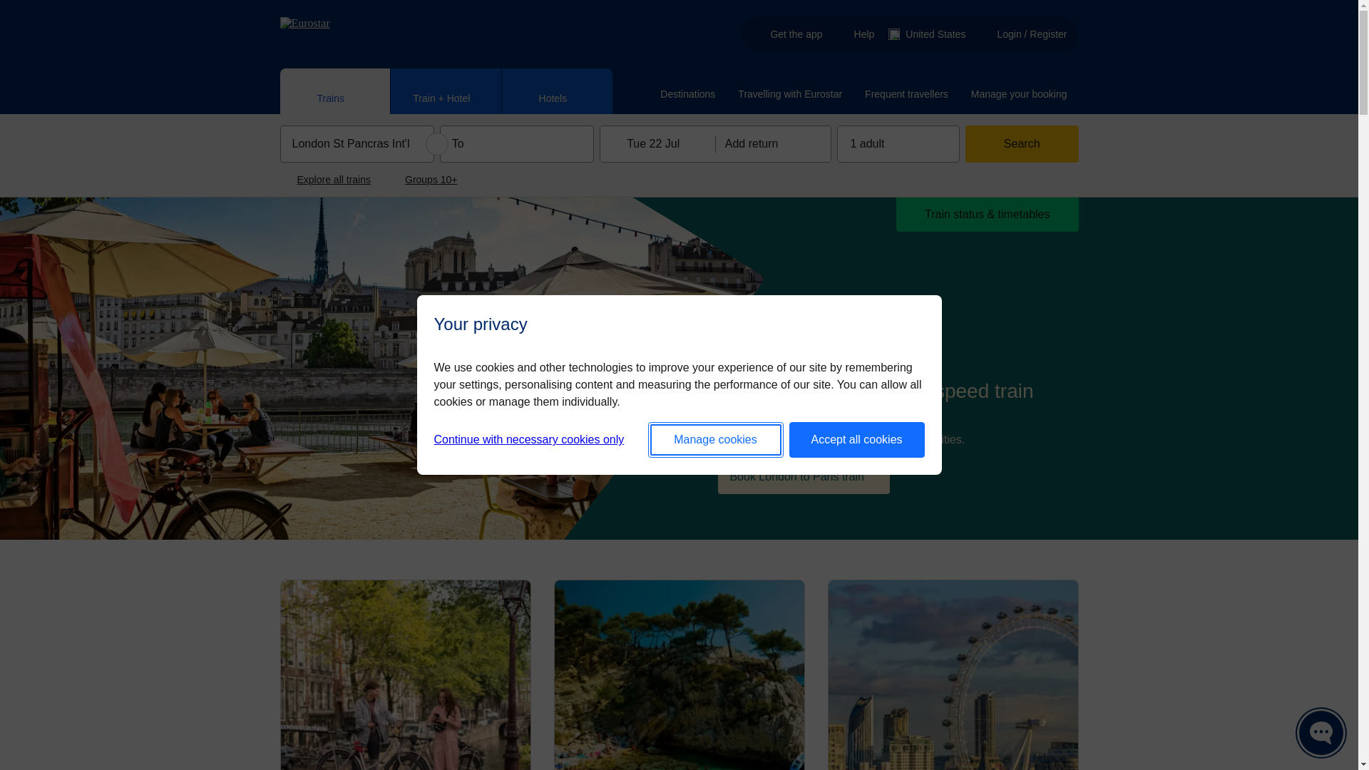 website screenshot of https://www.eurostar.com/