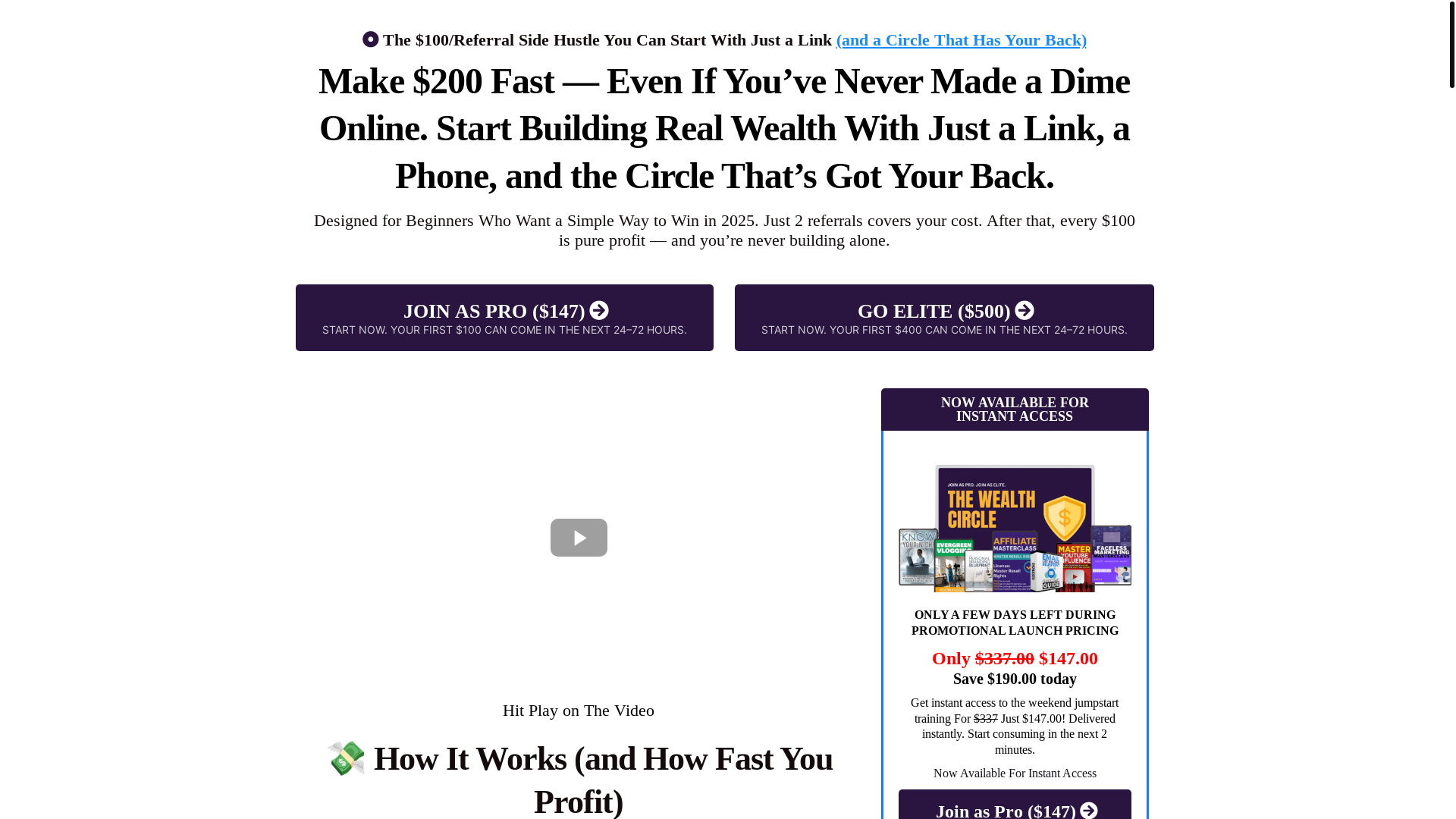 website screenshot of https://wealthcircle365.com/
