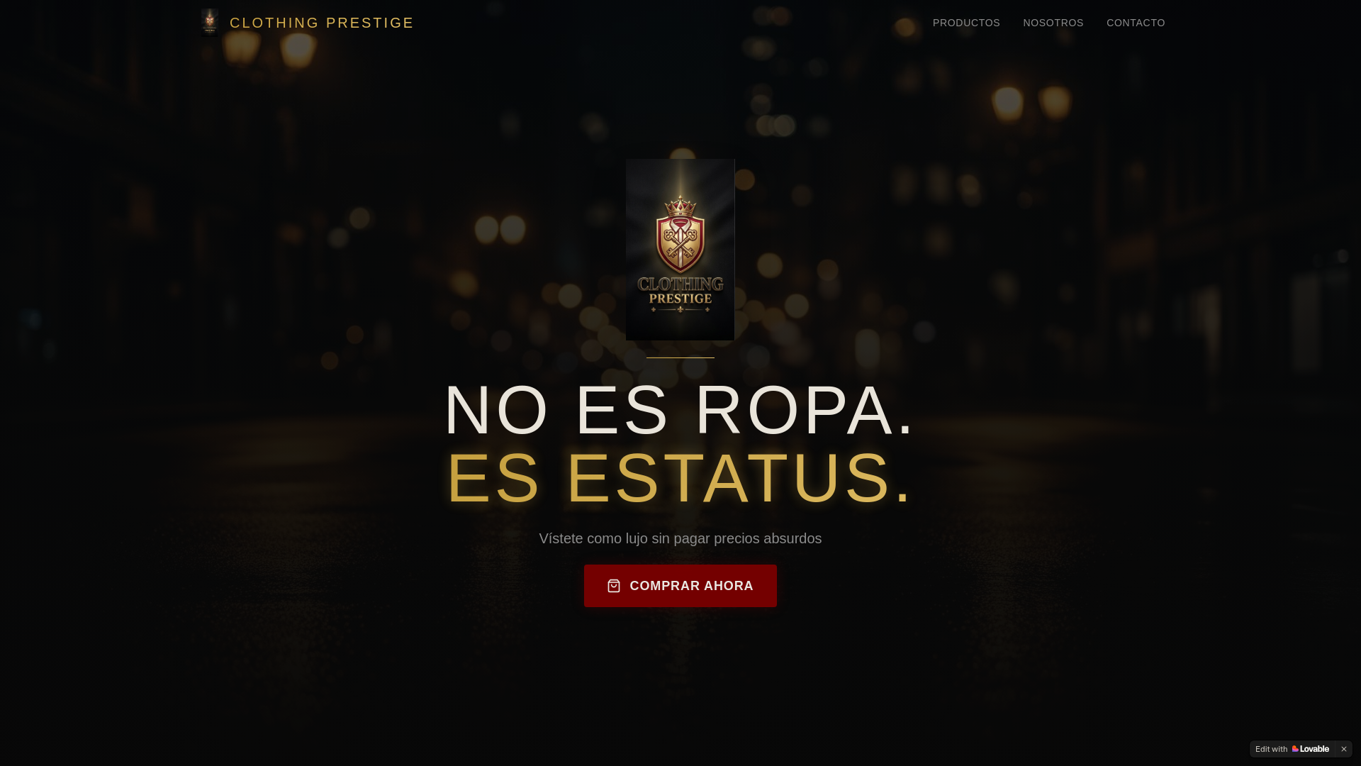 website screenshot of https://clothingprestige.site