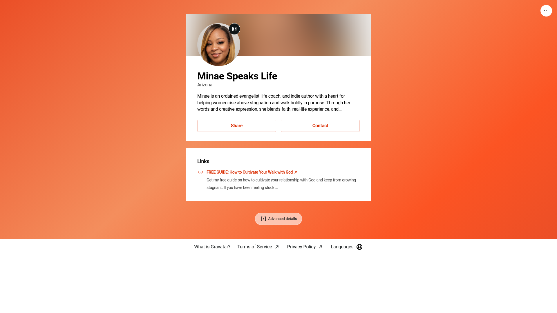 website screenshot of https://minaespeaks.life