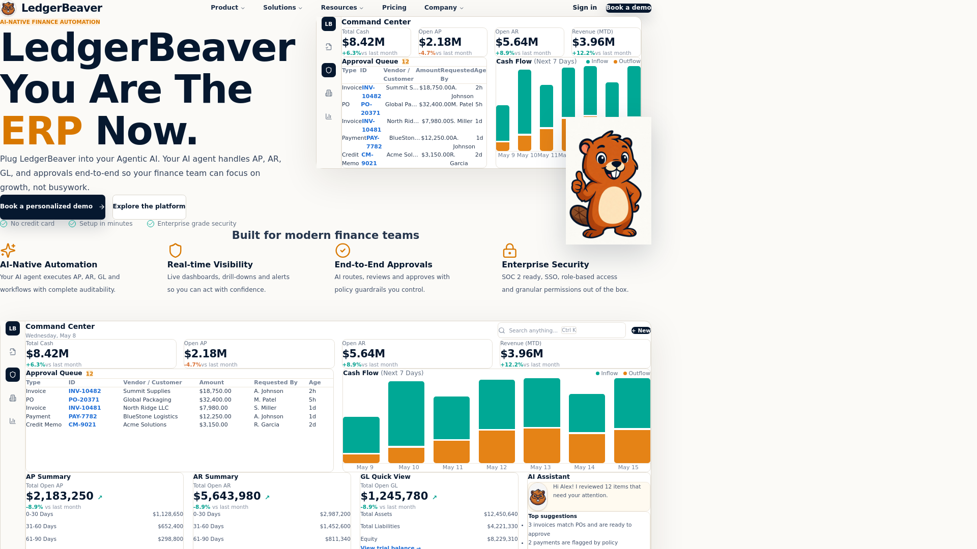website screenshot of https://ledgerbeaver-app.pages.dev/